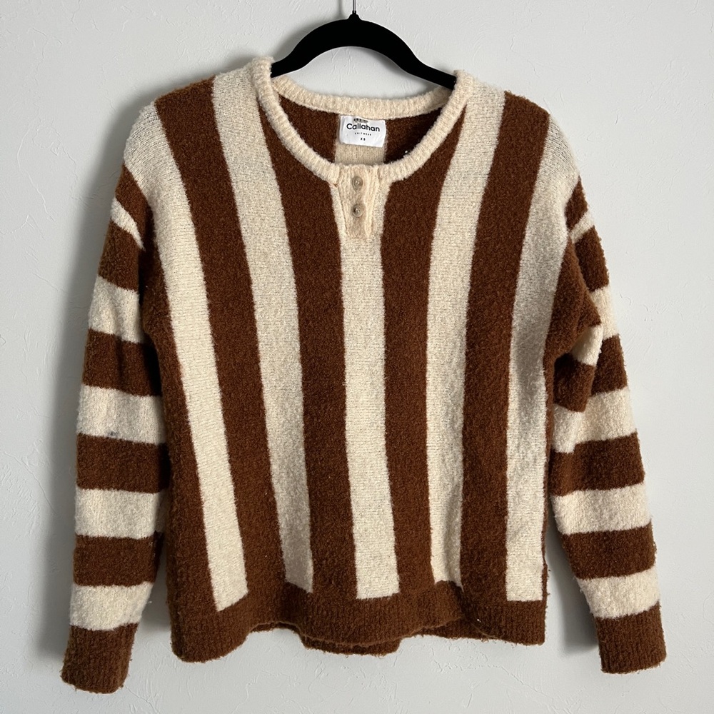 Callahan Brown & Cream Wool Blend Striped Sweater